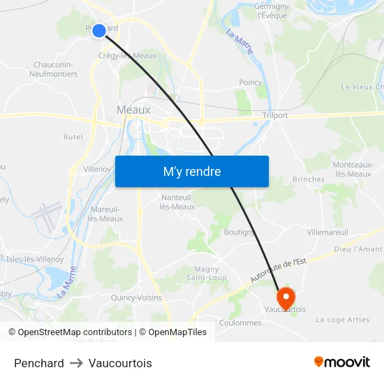 Penchard to Vaucourtois map