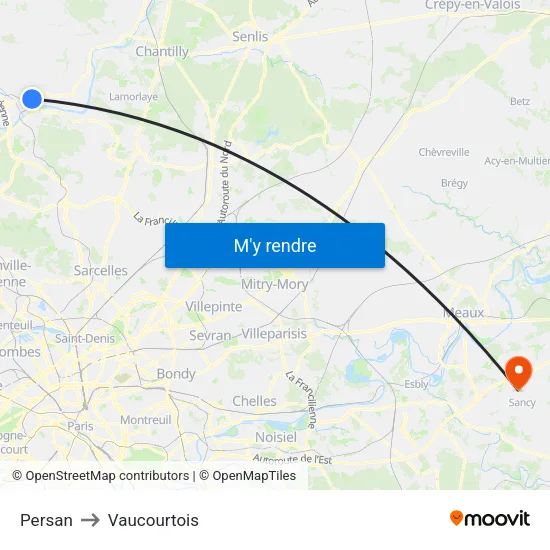 Persan to Vaucourtois map