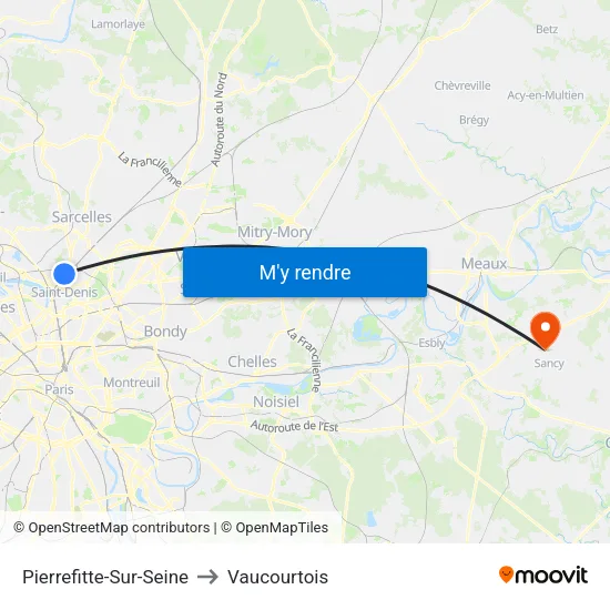 Pierrefitte-Sur-Seine to Vaucourtois map