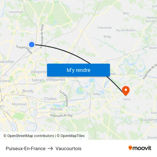 Puiseux-En-France to Vaucourtois map