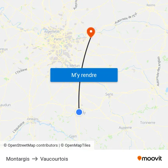 Montargis to Vaucourtois map