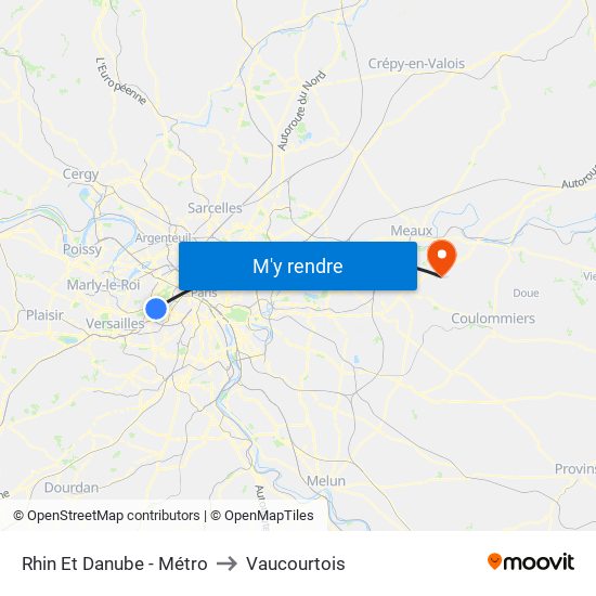 Rhin Et Danube - Métro to Vaucourtois map