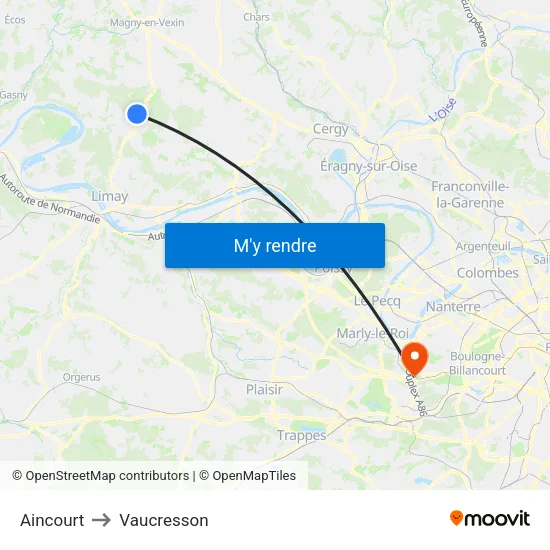 Aincourt to Vaucresson map