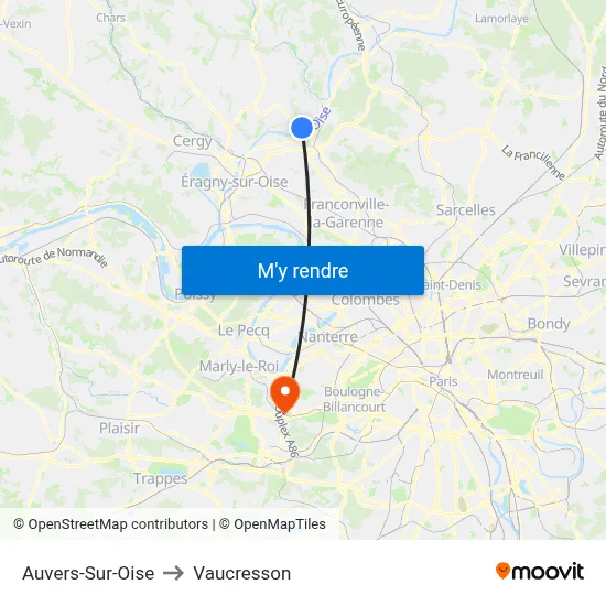 Auvers-Sur-Oise to Vaucresson map