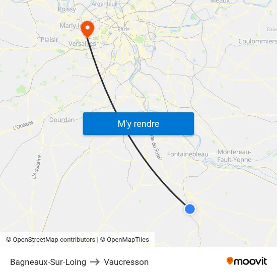 Bagneaux-Sur-Loing to Vaucresson map