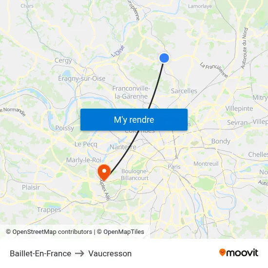 Baillet-En-France to Vaucresson map