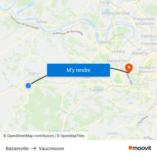 Bazainville to Vaucresson map