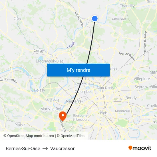 Bernes-Sur-Oise to Vaucresson map