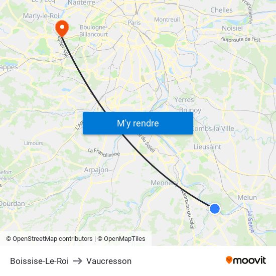 Boissise-Le-Roi to Vaucresson map