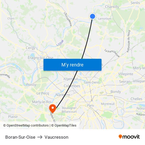 Boran-Sur-Oise to Vaucresson map