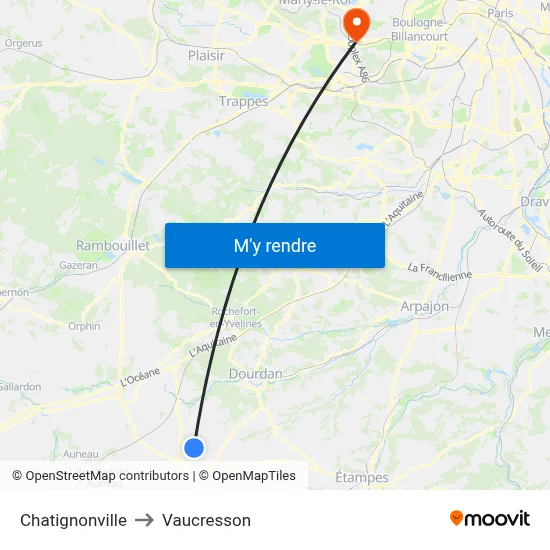 Chatignonville to Vaucresson map