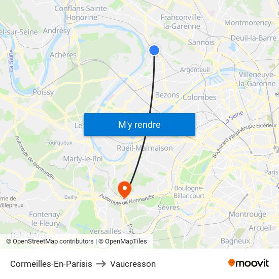Cormeilles-En-Parisis to Vaucresson map