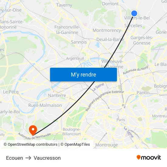 Ecouen to Vaucresson map
