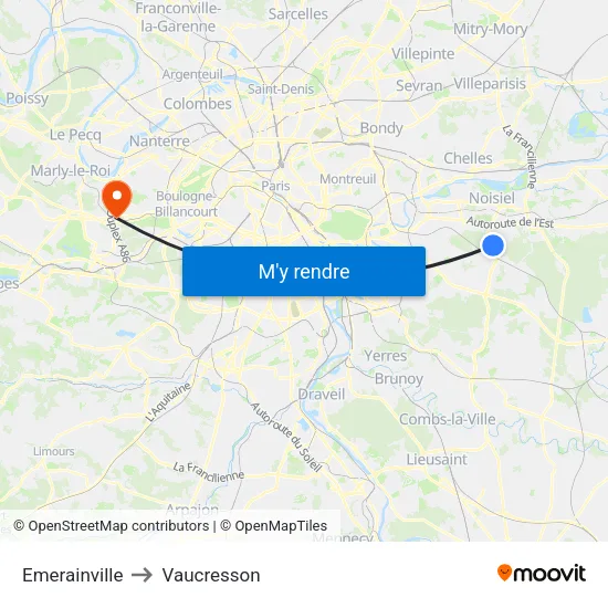 Emerainville to Vaucresson map
