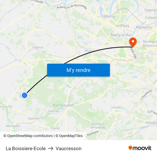 La Boissiere-Ecole to Vaucresson map