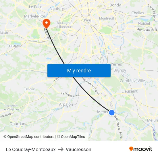 Le Coudray-Montceaux to Vaucresson map