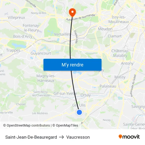 Saint-Jean-De-Beauregard to Vaucresson map