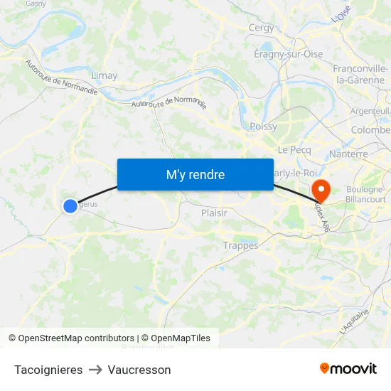 Tacoignieres to Vaucresson map