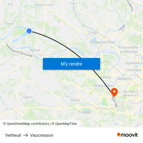 Vetheuil to Vaucresson map