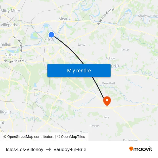 Isles-Les-Villenoy to Vaudoy-En-Brie map