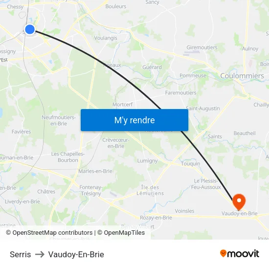 Serris to Vaudoy-En-Brie map