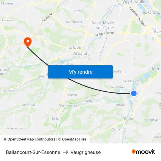 Ballancourt-Sur-Essonne to Vaugrigneuse map