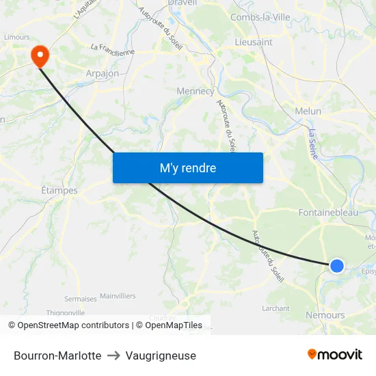 Bourron-Marlotte to Vaugrigneuse map