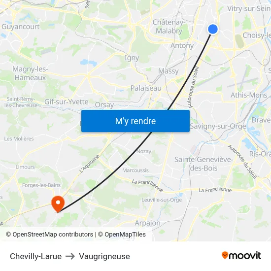 Chevilly-Larue to Vaugrigneuse map