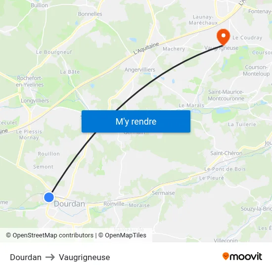 Dourdan to Vaugrigneuse map