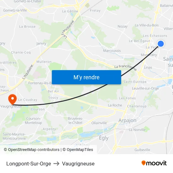 Longpont-Sur-Orge to Vaugrigneuse map