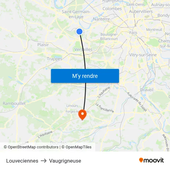 Louveciennes to Vaugrigneuse map