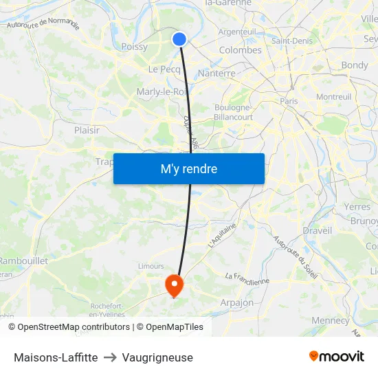 Maisons-Laffitte to Vaugrigneuse map
