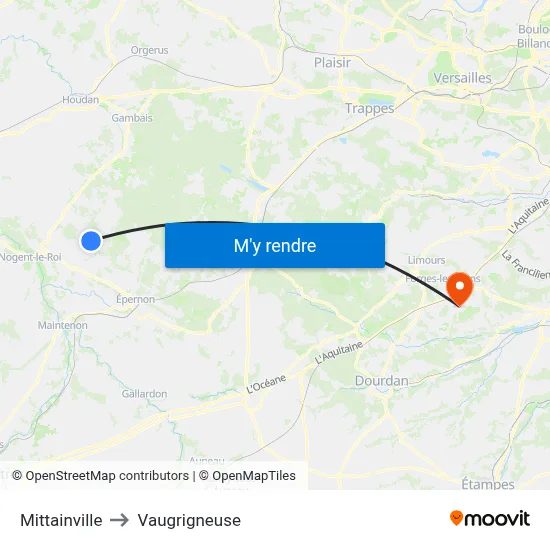 Mittainville to Vaugrigneuse map