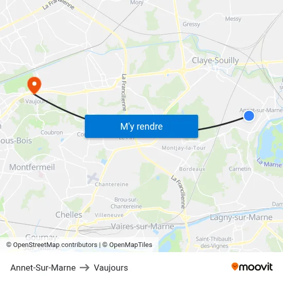 Annet-Sur-Marne to Vaujours map
