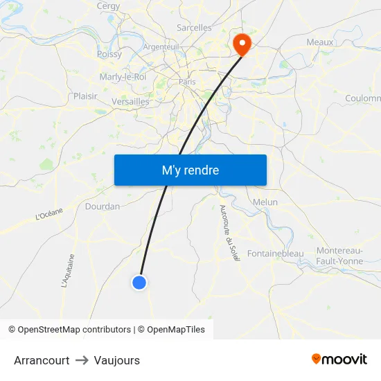 Arrancourt to Vaujours map