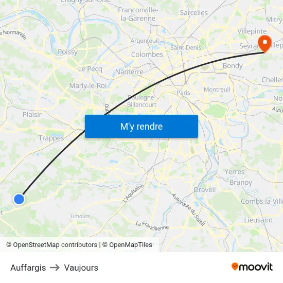 Auffargis to Vaujours map