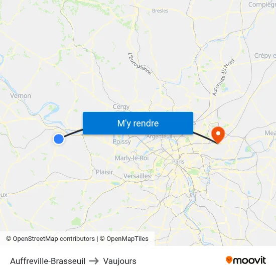 Auffreville-Brasseuil to Vaujours map