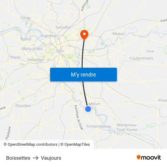 Boissettes to Vaujours map