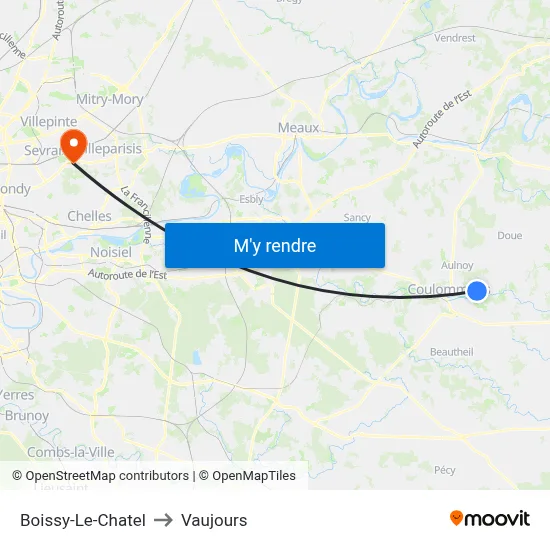 Boissy-Le-Chatel to Vaujours map