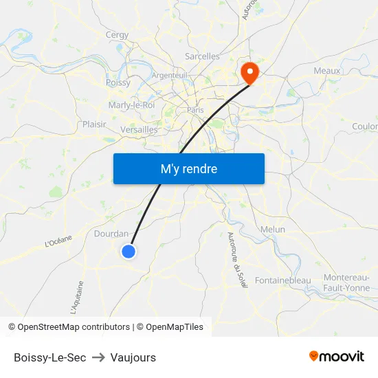 Boissy-Le-Sec to Vaujours map
