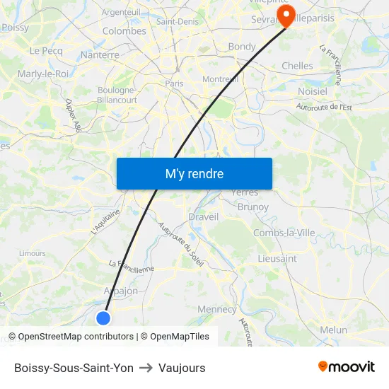 Boissy-Sous-Saint-Yon to Vaujours map