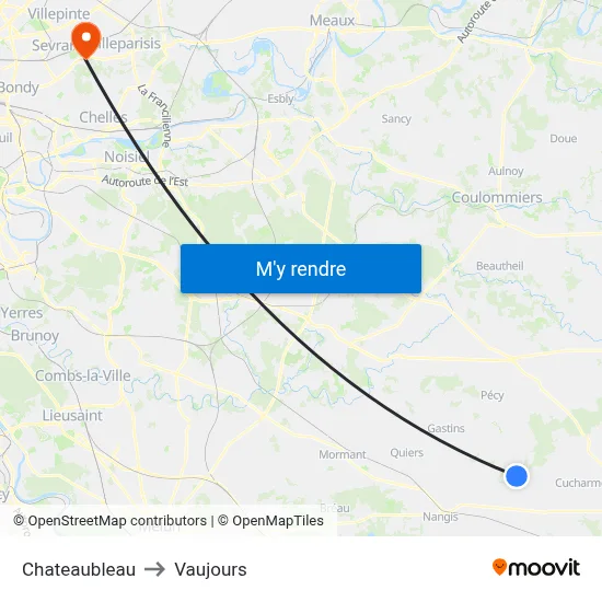 Chateaubleau to Vaujours map