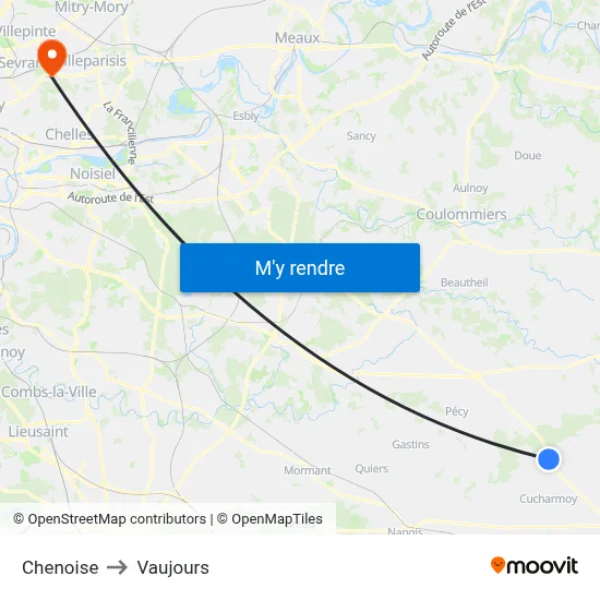 Chenoise to Vaujours map