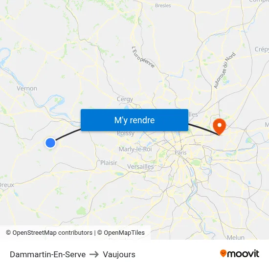 Dammartin-En-Serve to Vaujours map