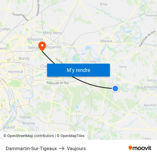 Dammartin-Sur-Tigeaux to Vaujours map
