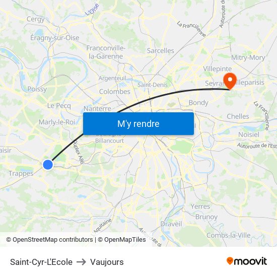 Saint-Cyr-L'Ecole to Vaujours map