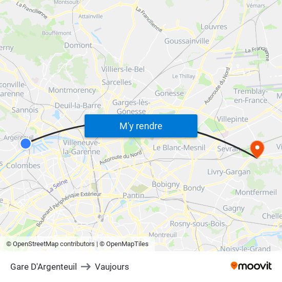 Gare D'Argenteuil to Vaujours map