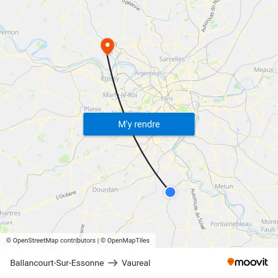 Ballancourt-Sur-Essonne to Vaureal map