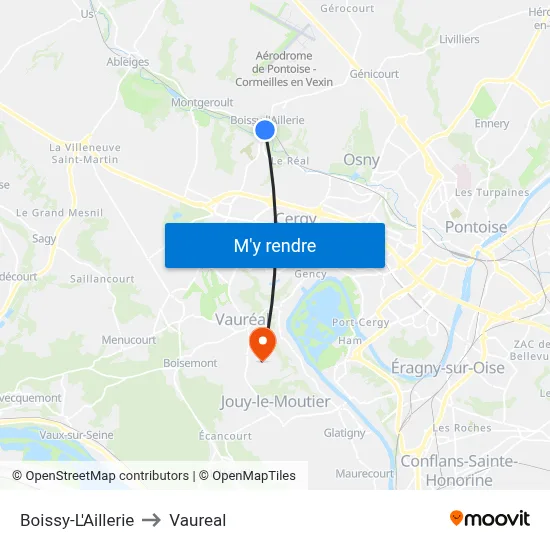 Boissy-L'Aillerie to Vaureal map