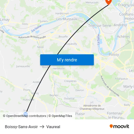 Boissy-Sans-Avoir to Vaureal map